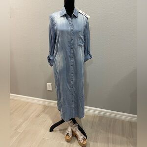 New, GeeGee brand, Midi Denim button up Dress, Size M